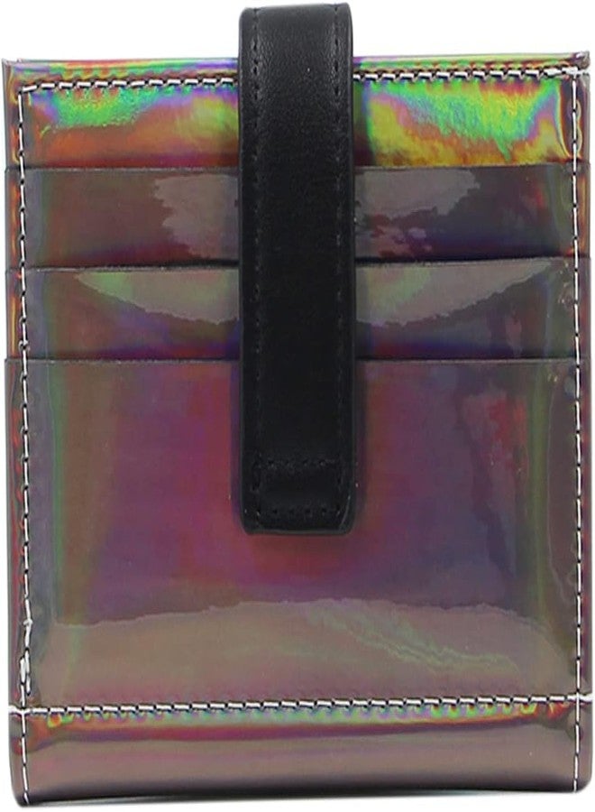 MOCA Womens Holographic Card Holder, PU Leather Credit Debit Card Cash Holder Multifunctional Card Holder Wallet Pouch for Woman (Black) - Image 2